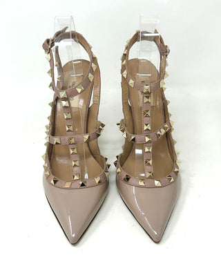 Valentino Garavani Rockstud 100 Nude Patent Leather Studded Pump Heels 40 UK 7