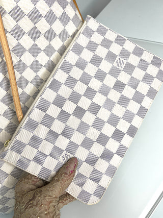 Louis Vuitton Neverfull MM Damier Azur Tote Bag & Matching Pouch