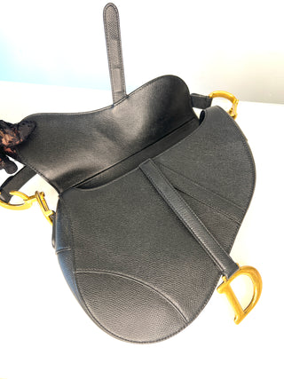 Dior Saddle Bag Black Grained Calfskin Handbag