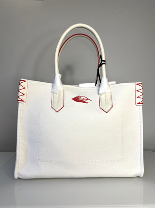 Balmain B-Army Lipstick Pint Off-White Canvas Tote Bag