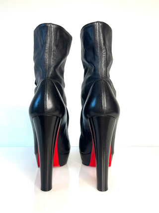 Christian Louboutin Chasseresse 140 Black Nappa Leather Platform Boots – Size 39.5 / UK 6.5