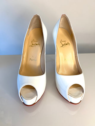 Christian Louboutin New Very Privé 120 White Patent Leather Heels – Size 37 / UK 4
