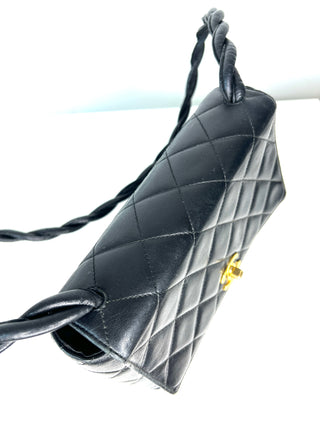 Vintage Chanel Black Quilted Leather Flap – Gold-Plated Hardware Cross-body Shoulder Bag