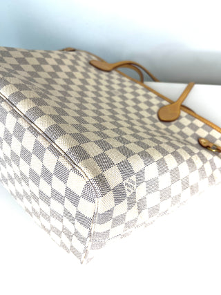 Louis Vuitton Neverfull MM Damier Azur Tote Bag & Matching Pouch