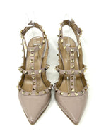 Valentino Garavani Rockstud Nude Patent Leather Ankle Strap Heels 39.5 UK 6.5