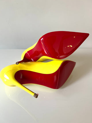 Christian Louboutin Hot Chick 100 Yellow patent Leather Heels 39 UK6