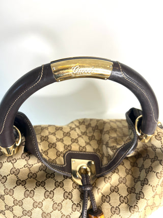 Gucci Pre-Owned GG Canvas Bamboo Indi Hobo Shoulder Bag