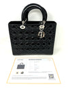 Christian Dior Large Black Patent Leather Quilted Bag