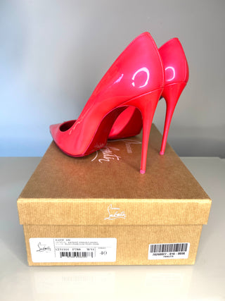Christian Louboutin Kate 100 Fluo Pink Patent Leather Pumps Heels – Size 40 UK 7