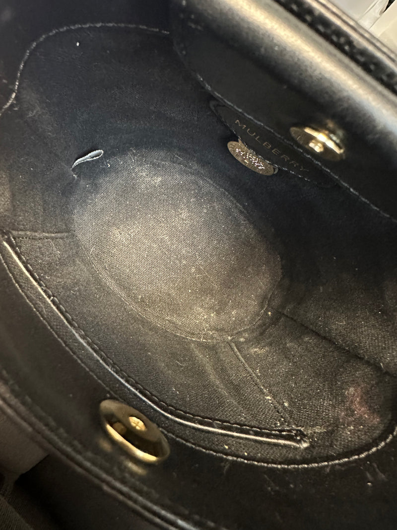 Jamie Leather Black Mini Bucket Bag