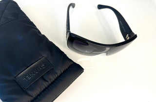 Chanel 71267 Black Lambskin Shield Quilted Sunglasses