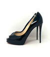 Christian Louboutin New Very Prive 120 Black Patent Leather Peep Toe Heels 38 UK 5