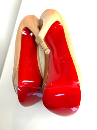 Christian Louboutin Lady Peep 150 Nude Patent Platform Heels 40 UK7
