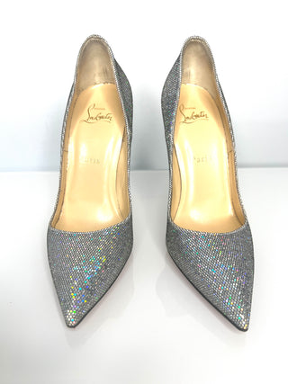 Christian Louboutin So Kate 120 Glitter Disco Ball Silver Heels 38 UK5
