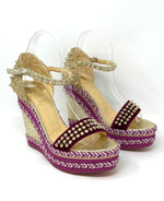 Christian Louboutin Madmonica Purple Gold Spike Wedge Sandals 