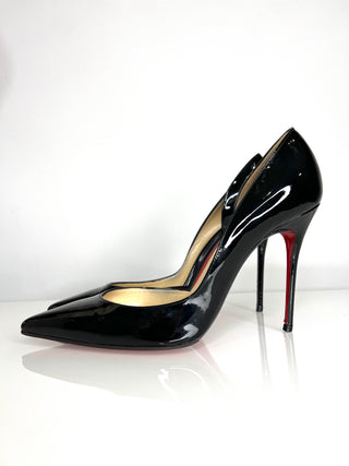 Christian Louboutin Preloved Iriza 100 Black Patent Heels 39.5 UK6.5