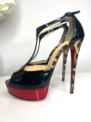 Christian Louboutin Pre-Loved Jilopa T Strap Platform Heels Sandals 39 UK6