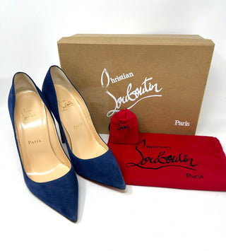 Christian Louboutin Navy Suede Leather Pump Heels 