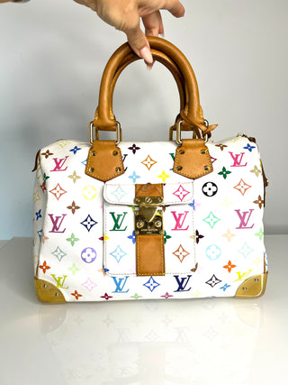 Louis Vuitton Pre-Loved Speedy 30 Multicolour Monogram White Handbag