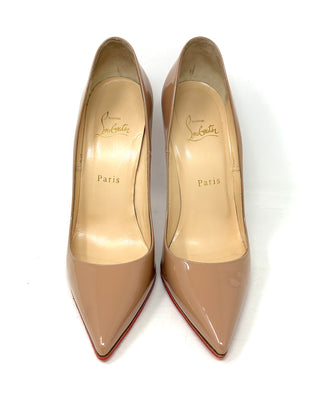 Christian Louboutin So Kate 120 Nude Patent Leather Pump Heels 39.5 UK 6.5