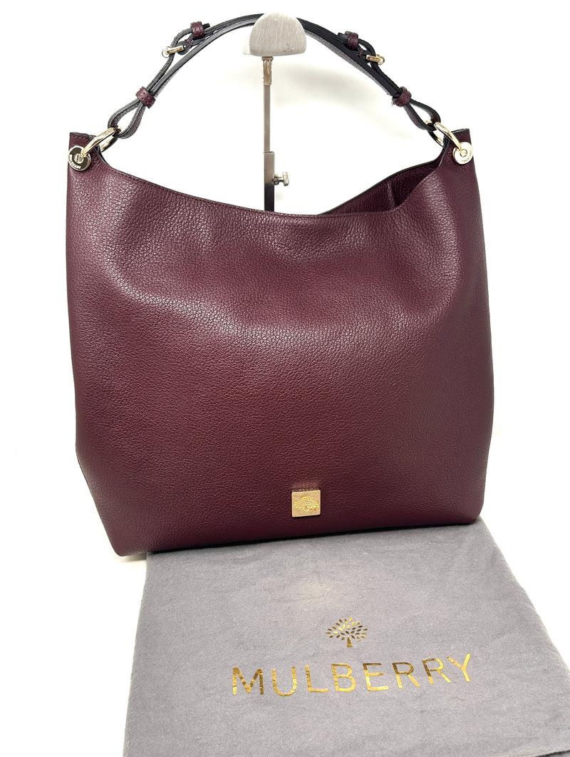 Mulberry Freya Oxblood Grainy Leather Hobo Handbag