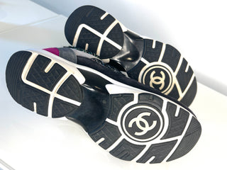 Chanel Preloved Multicolor Tweed Suede CC Sneakers Trainers 38.5 UK5.5