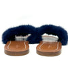 Louis Vuitton Brown Leather Dark Blue Mink Fur Slides