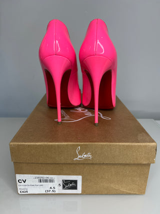 Christian Louboutin Preloved So Kate 120 Shocking Pink Patent Leather Heels 37.5 UK4.5