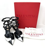 Valentino Garavani Rockstud 65 Black And White Leather Caged Pump Heels 37 UK 4