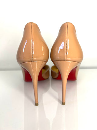 Christian Louboutin Iriza 85 Nude Patent Heels 38.5 UK5.5