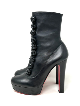 Christian Louboutin Black Leather Ankle Boots 