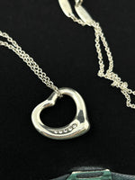 Tiffany & Co Open Heart Silver Pendant Necklace With Diamonds