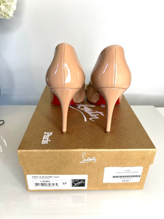 Christian Louboutin Preloved Pigalle 85 Nude Patent Leather Heels 37 UK4