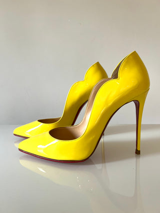 Christian Louboutin Hot Chick 100 Yellow patent Leather Heels 39 UK6