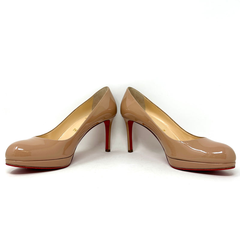 Christian Louboutin New Simple Pump 80 Nude Patent Leather Pump Heels 38.5 UK 5.5