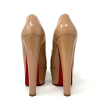 Christian Louboutin Altareva 160 Nude Patent Leather Platform Peep Toe Heels 38 UK 5