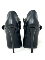 Giuseppe Zanotti Black Leather Metal Strap Open Toe Ankle Boots