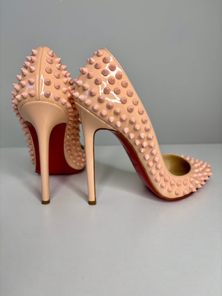 Christian Louboutin Pigalle Spikes 120 Baby Pink Patent Leather Heels 36 UK3