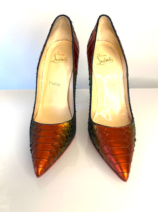 Christian Louboutin So Kate 120 Rainbow Python Ombre Heels 38 UK5
