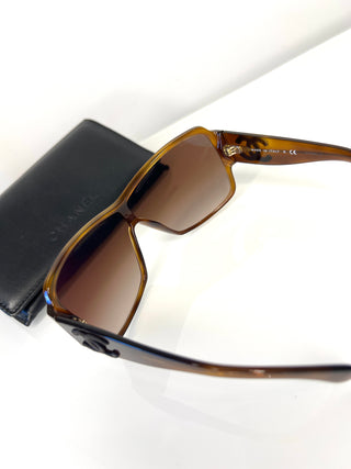Chanel CH5449 Rectangular Brown Tortoise Shield Sunglasses