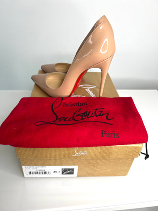 Christian Louboutin So Kate 120 Nude Patent Heels 36.5 UK3.5