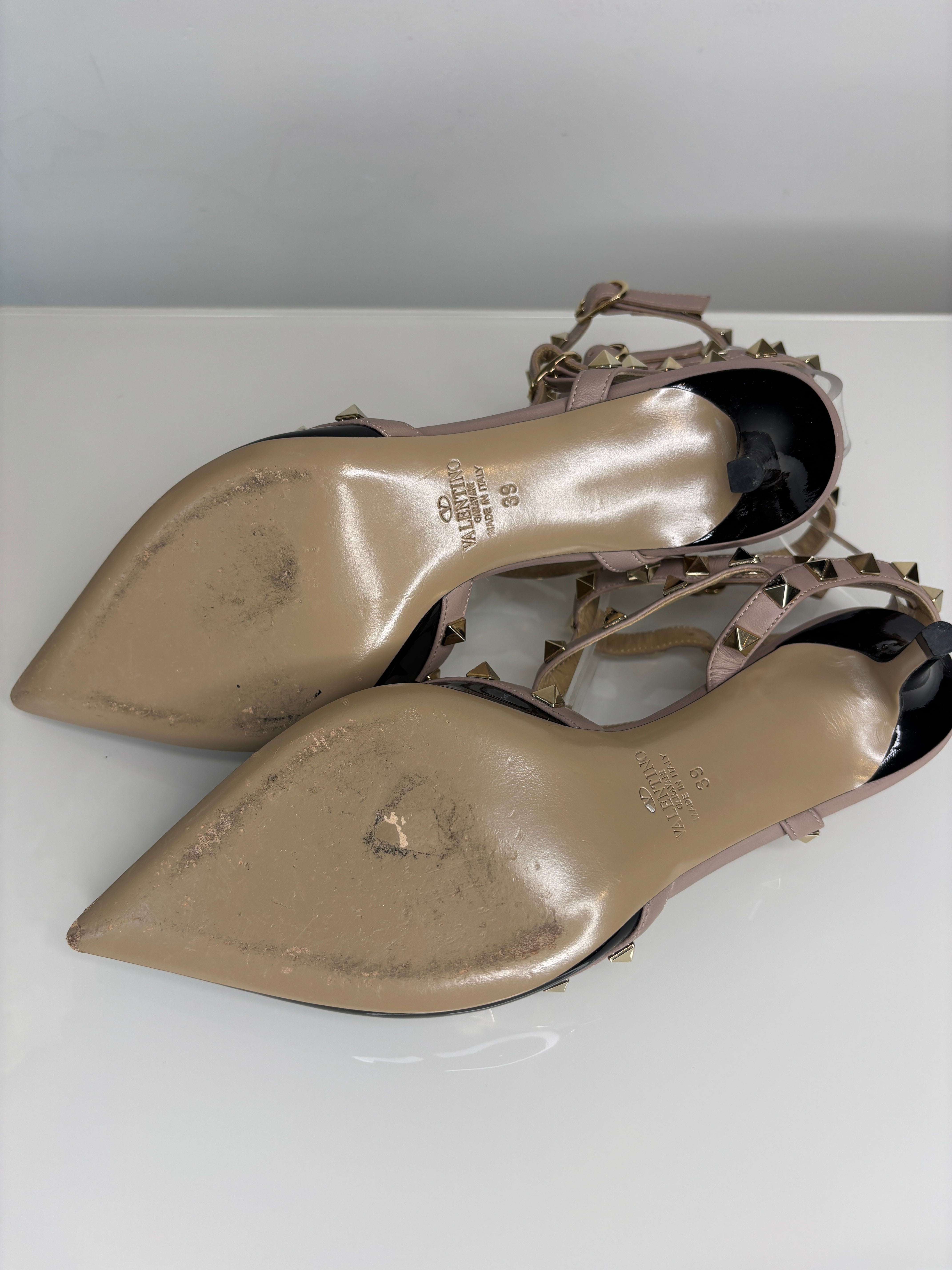 Valentino Garavani Preloved Rockstud 70 Black Patent Leather Heels