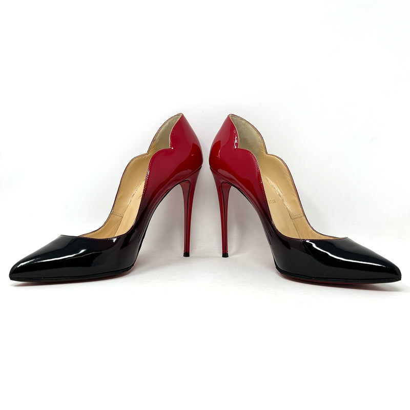 Christian Louboutin Hot Chick 100 Black Red Degrade Patent Leather Heels 40 UK 7