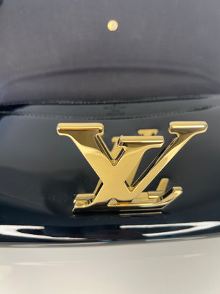 Louis Vuitton Louise Gold LV Black Patent Leather Clutch Bag