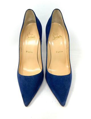 Christian Louboutin Navy Suede Leather Pump Heels 