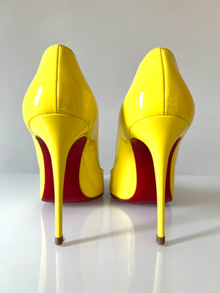 Christian Louboutin Hot Chick 100 Yellow patent Leather Heels 39 UK6