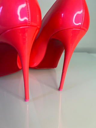 Christian Louboutin Kate 100 Fluo Pink Patent Leather Pumps Heels – Size 40 UK 7