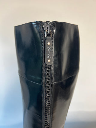 Gucci Glossy Black Leather Knee-High Platform Boots – EU 38.5 / UK 5.5