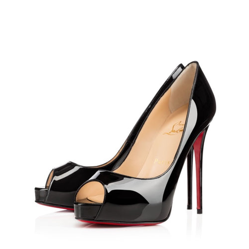 Christian Louboutin Black Patent Leather Peep Toe Heels