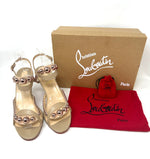 Christian Louboutin Galeria 85 Nude Leather Bronze Rose Stud Heel Sandals 39 UK 6